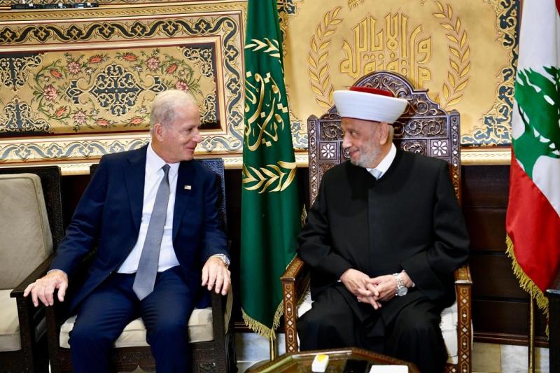 Grand Mufti of Lebanon Meets with US Ambassador to Discuss General Situation