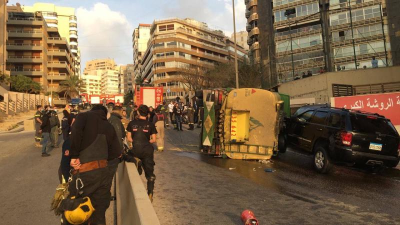 بيان بلدية بيروت بحادث انقلاب صهريج مازوت على طريق الروشة
