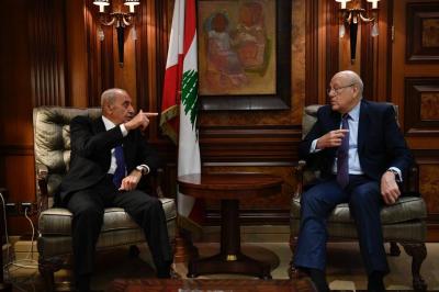 معلومات عن إجتماعٌ مغلق يُعقد الآن بين رئيس مجلس النواب نبيه بري ورئيس حكومة تصريف الأعمال نجيب ميقاتي