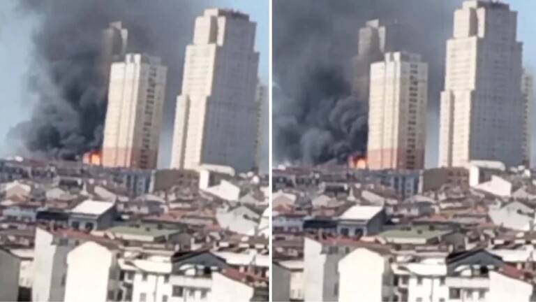 بالفيديو- اندلاع حريق بمركز ثقافي في اسطنبول