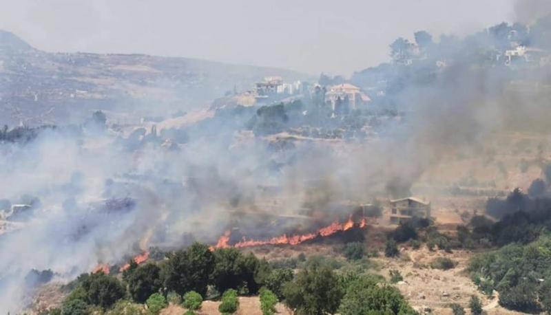 فيديو- توسع رقعة حريق بسري وبات يهدد المنازل في بلدة بسابا