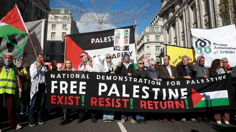 نحو 100 ألف يشاركون في أكبر تظاهرة مؤيدة للفلسطينيين في لندن