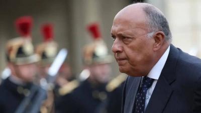 شكري من إسبانيا: إسرائيل تنفذ مخططاً لتهجير الفلسطينيين