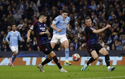 مانشستر سيتي يتأهل إلى ربع نهائي دوري أبطال أوروبا بعد فوزه 3-1 على كوبنهاغن