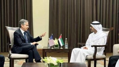 عبدالله بن زايد وبلينكن يبحثان جهود وقف النار بغزة وحماية المدنيين