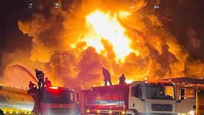 فيديو.. حريق هائل في مصفاة نفط بأربيل