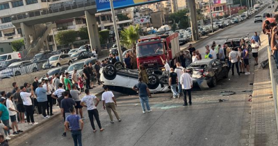 جريح بحادث سير على أوتوستراد المدينة الرياضية